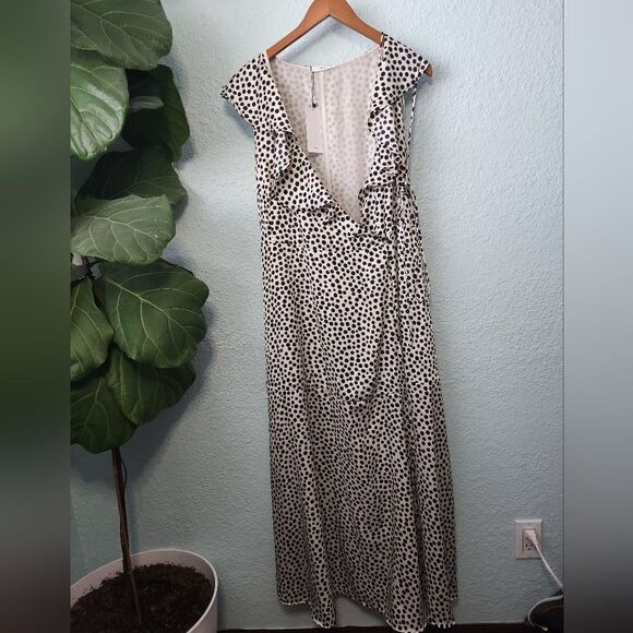 Mango MNG Polka-dot midi ruffle dress peaseant contemporary classic - Picture 6 of 14